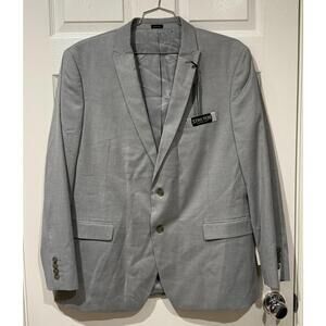 J Ferrar Suit Jacket Mens 46R Light Gray 2 Button Front Peak Lapel Stretch NWT